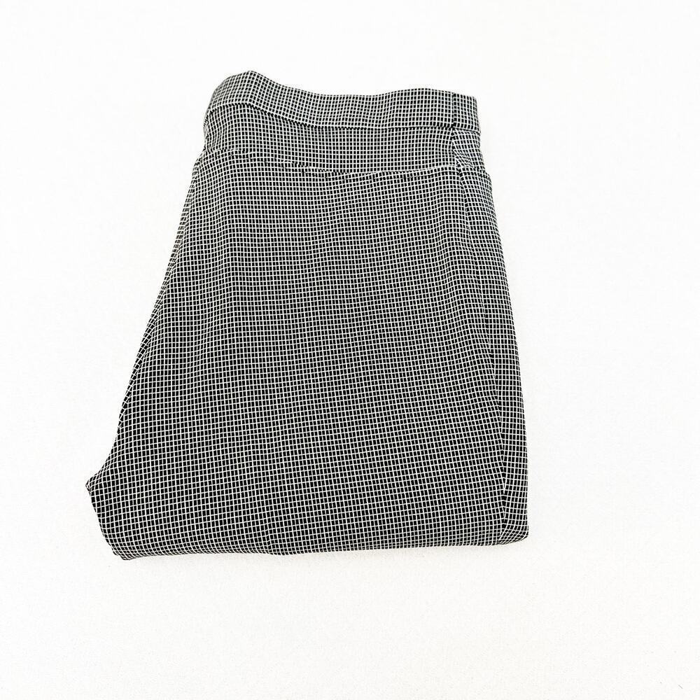 Akris Punto Blurred Glencheck Plaid Cotton Stretch Straight-Leg Pants Size 6